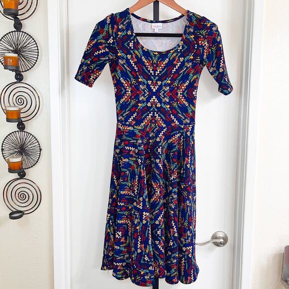 LuLaRoe Dresses & Skirts - Lularoe Nicole Midi Fit & Flare Dress - Multi-Color, Size S